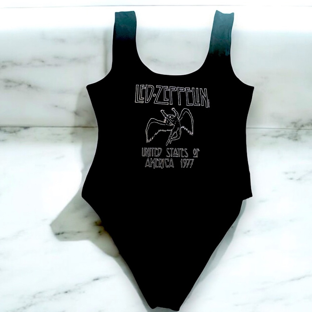 NWOT size L Led Zeppelin 1977 Tour Thong Bodysuit vintage rock vibes